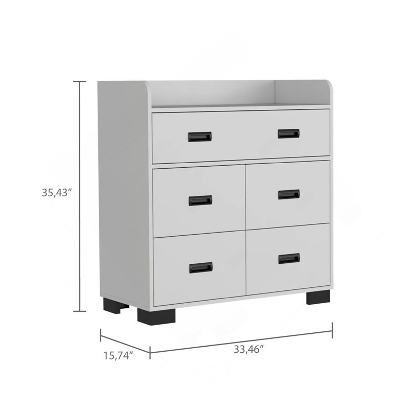 Commode 5 tiroirs Edgemont - blanc