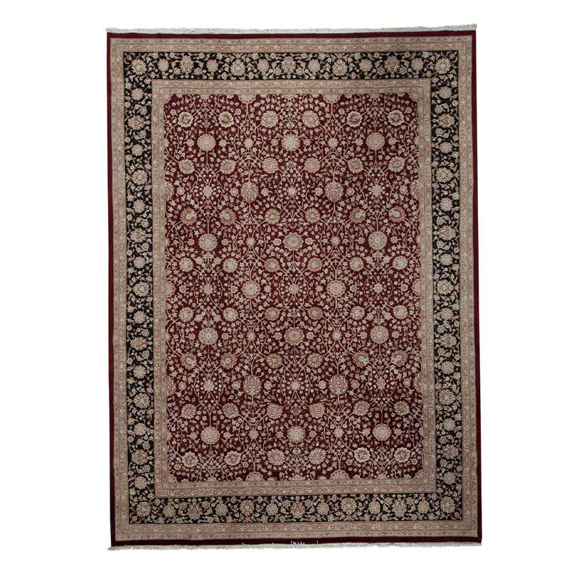 Tapis unique en laine noué à la main de 9 pi x 12 pi gris / noir / rouille