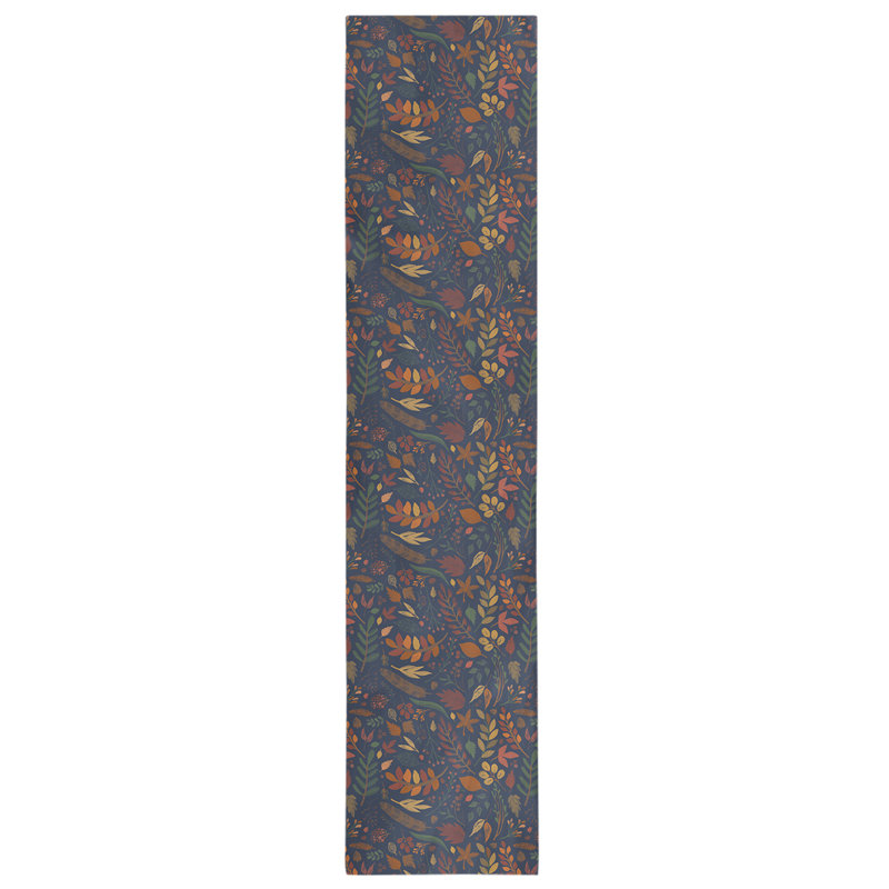 Festive Hol Autumn Table Runner, 72" L x 16" W, Blue/Green/Brown, Cotton blend