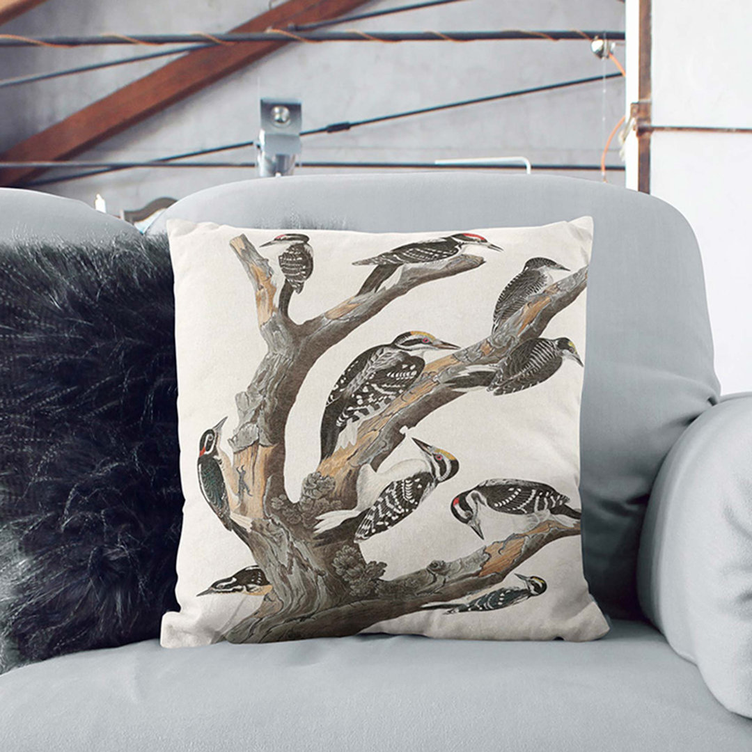 Woodpeckers by John James Audubon Cushion with Filling
