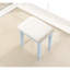 Table de coiffeuse et tabouret de maquillage bleu en bois avec 3 tiroirs de rangement et table de miroir réglable-809953155