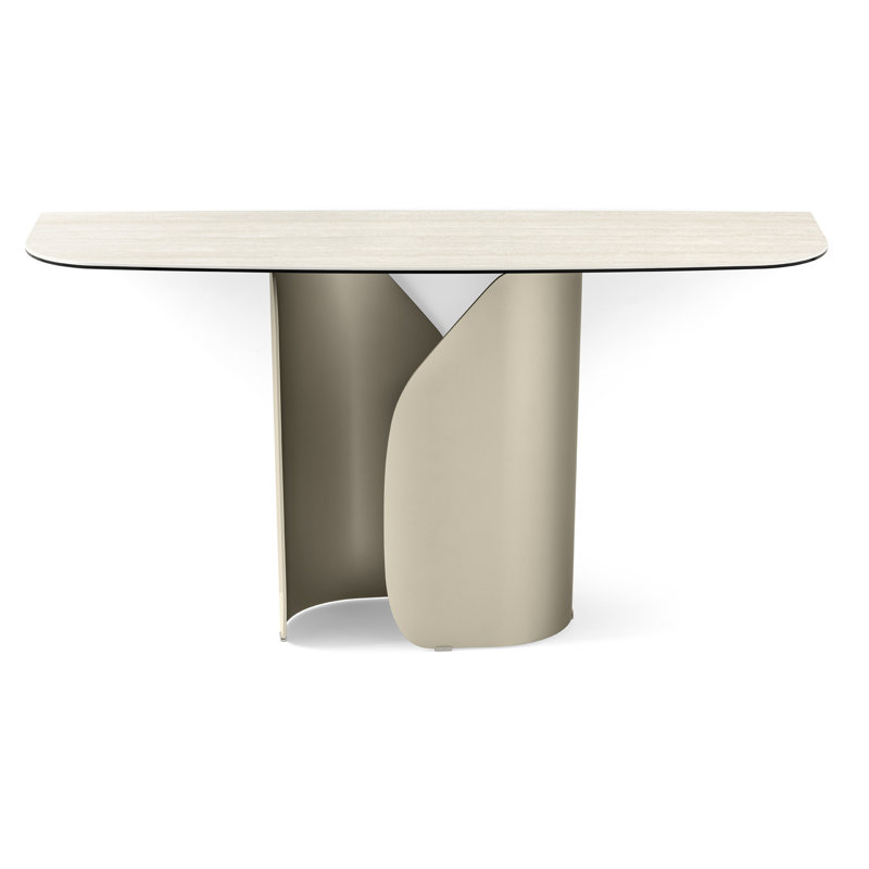 Twins Consoles, White Travertino, Matt Pearl Beige