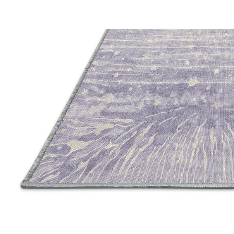 Machine Washable Blue Area Rug, Rectangle 5' x 8'