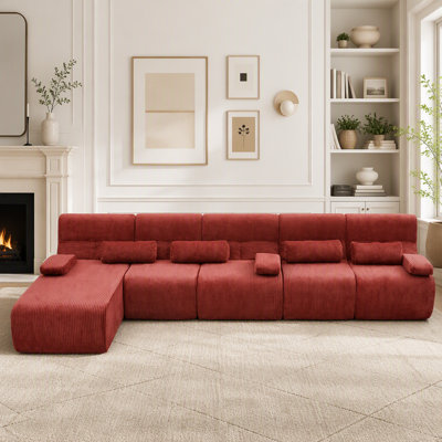 Modern Sectional Corduroy Sofa Boneless Sofa Couch Cozy Sofa Compression Sofa for Living Room