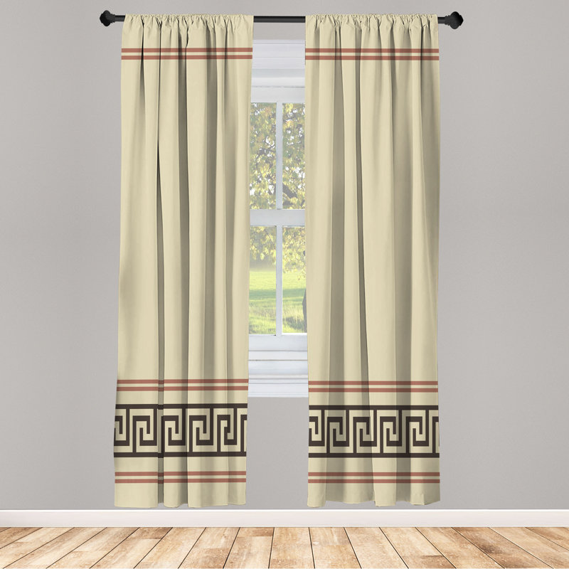 Semi Sheer Curtain Pair, Pale Sepia Cinnamon/Brown, 28" W x 95" L