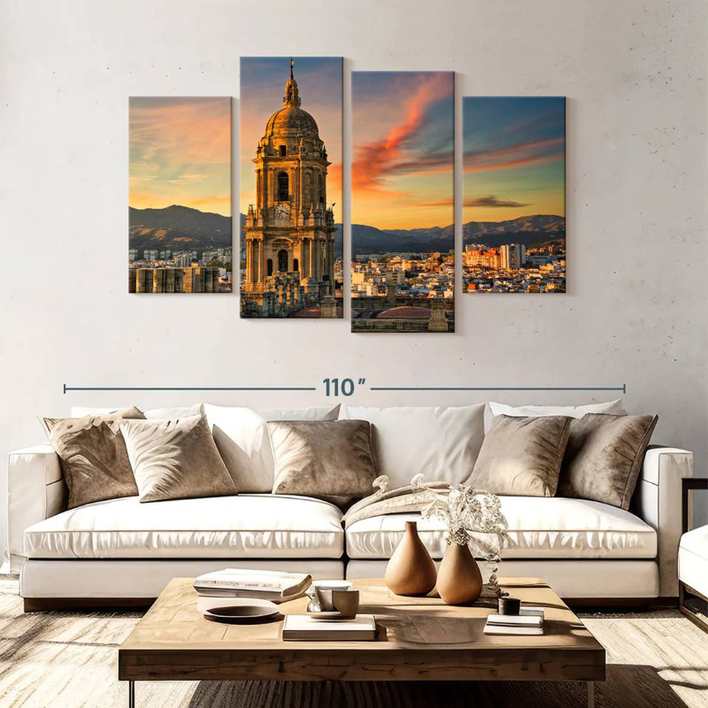 Cathédrale de malaga et paysage urbain, H 54 po x l 84 po