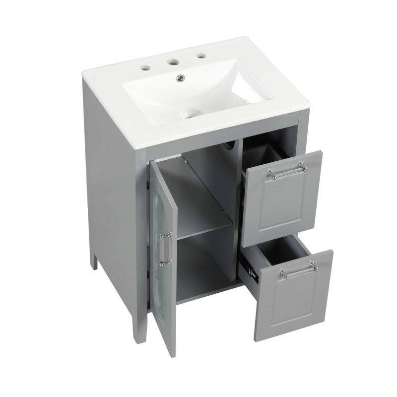 Meuble-lavabo 24 po avec lavabo, Gris