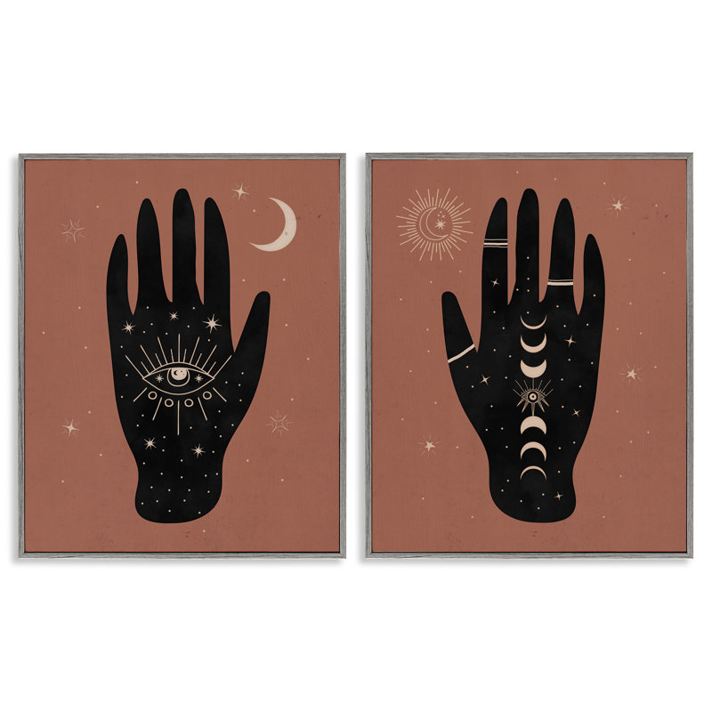  «All Seeing Mystical Hands», ensemble de 2 giclées sur PC par Nina Blue, H 20 po x l 16 po, Estampe numérique Farmhouse