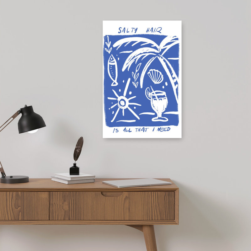 Affiche de poils salés, impression abstraite minimaliste, palmier, poisson, bord de mer, 18" H x 12" W