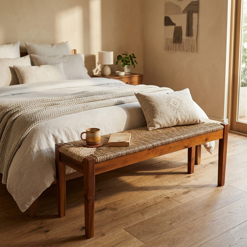 Nessie Seagrass Wood Bench