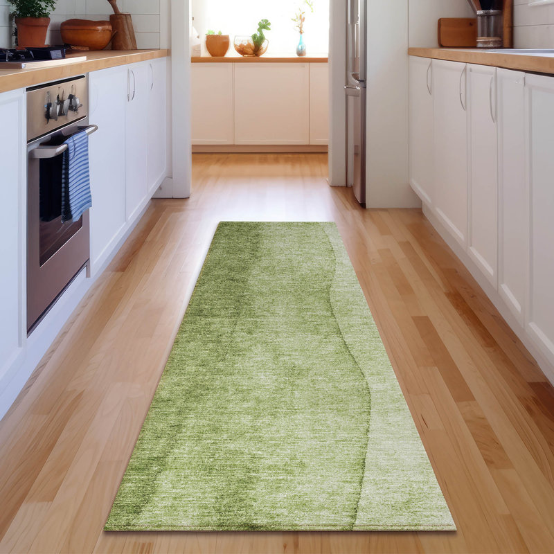 Premium Machine Washable Cerrito Olive Rug, Runner 2'3" x 7'6"