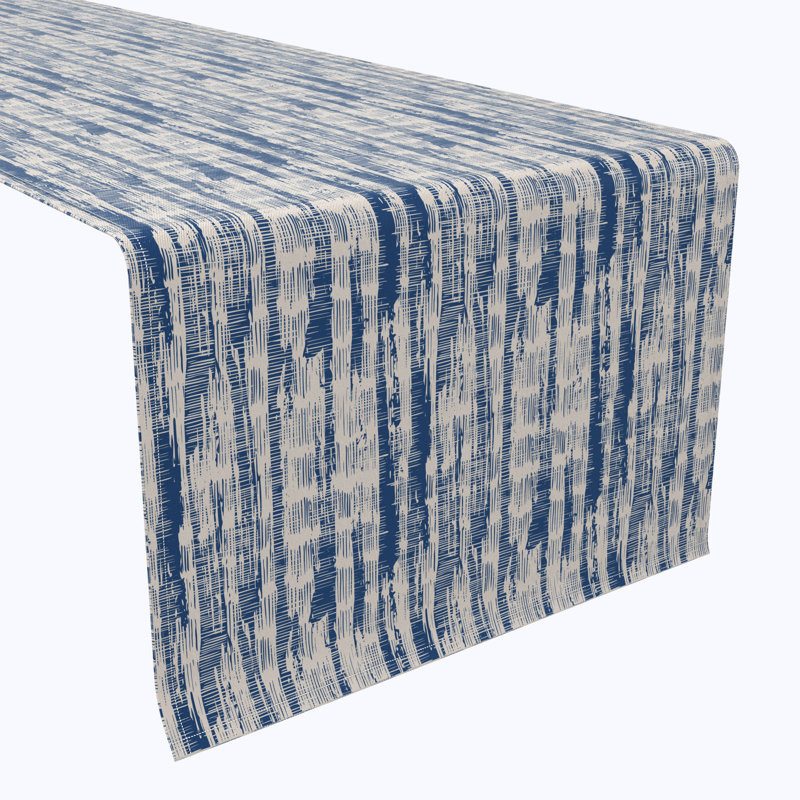 Table Runner, 100% Cotton, 16X108", Blue Batik Stripe, 108" x 16"