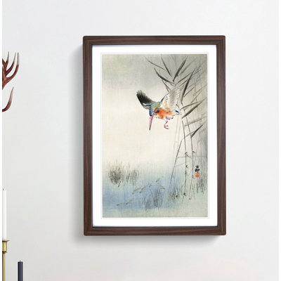 Hunting Kingfisher by Ohara Koson - Framed Print