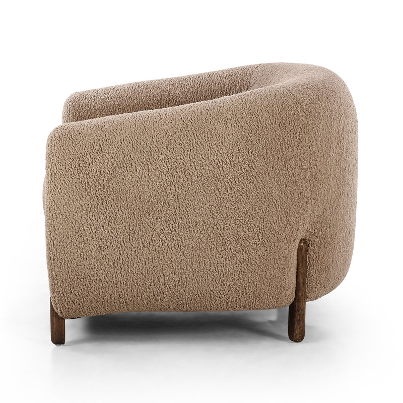 Lyla 38" W Polyester Blend Barrel Chair, Sheepskin Camel Sherpa