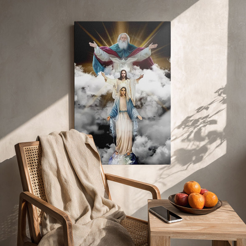 Reproduction sur toile de la «Trinité chrétienne céleste» - Studio spirituel, 30*20 inch (75*50*2cm)