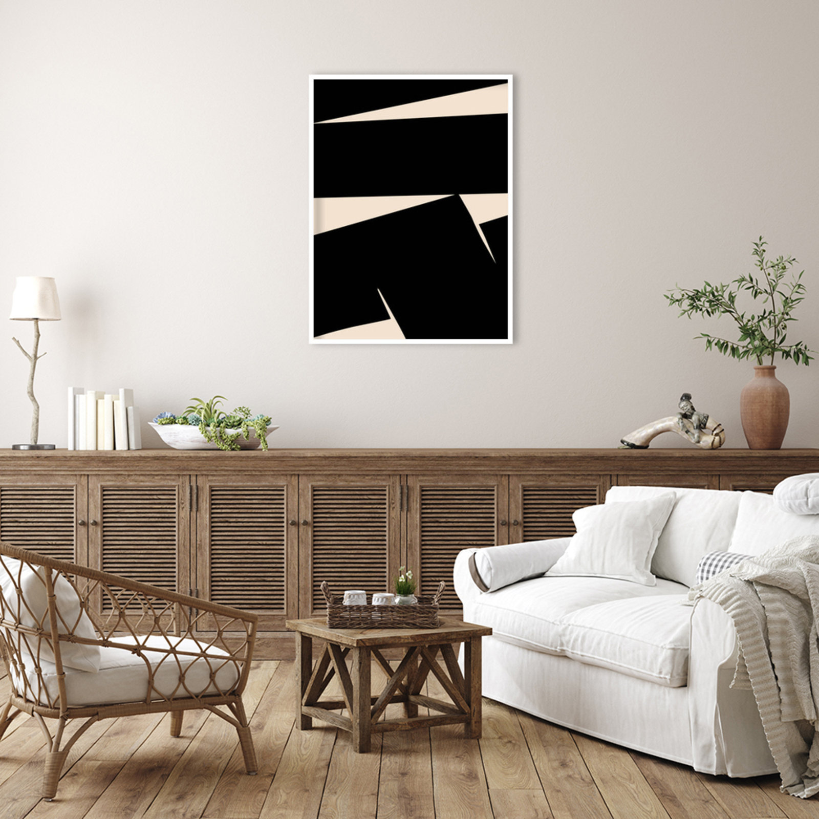 Black Plain Abstract Print by Little Dean, White, 41" H x 31" W