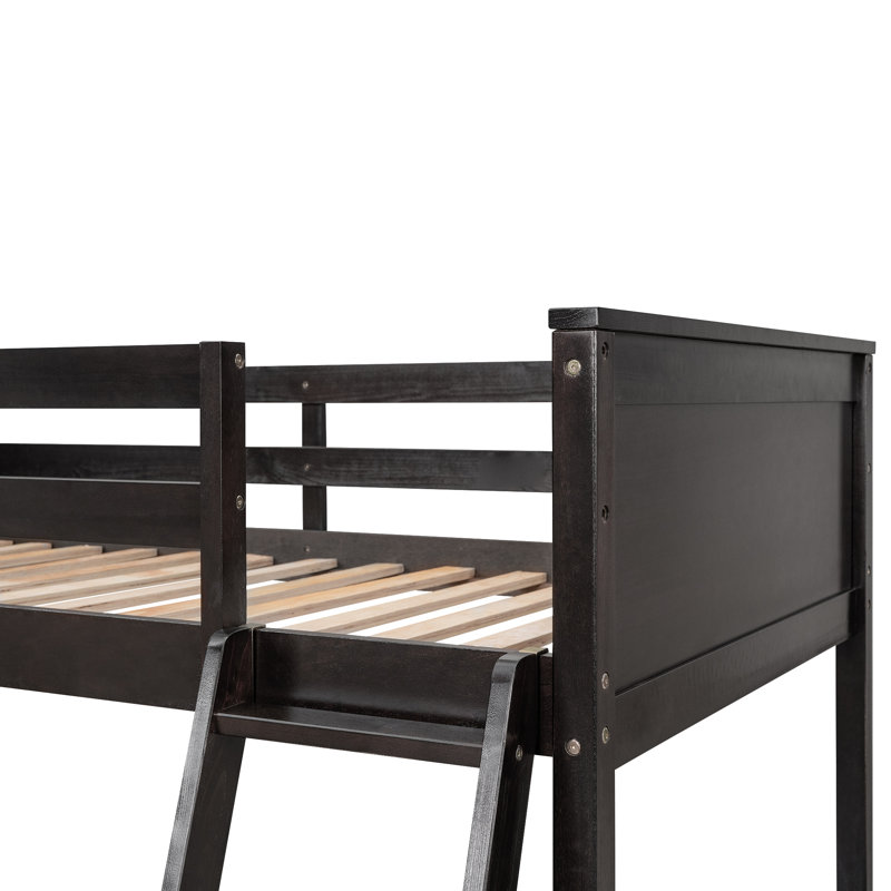 Modern Loft Bed with Built-In Desk and Storage Shelves, Twin, Espresso