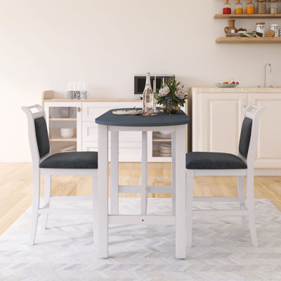 Ensemble de table de salle à manger 59 pièces 3 pièces 59,8 po avec rallonge et 2 chaises rembourrées