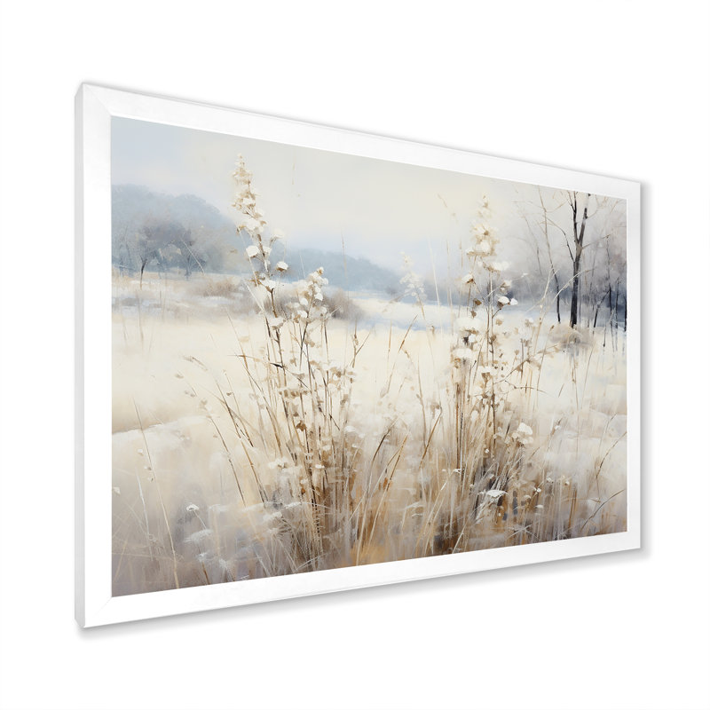 «Winter Meadow View calmness I», reproduction sur toile, H 20 po x l 12 po x P 1 po, Cadre d'angle fermé blanc
