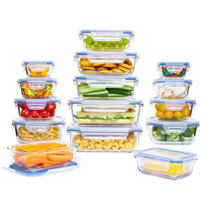 15 Pack Glass Food Storage Containers With Lids, Glass Meal Prep Containers, Airtight Glass Bento Boxes With Leak Proof Locking Lids, For Microwave, Oven, Freezer And Dishwasher, Bpa Free