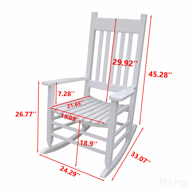 Chaise berçante en bois blanc, Blanc