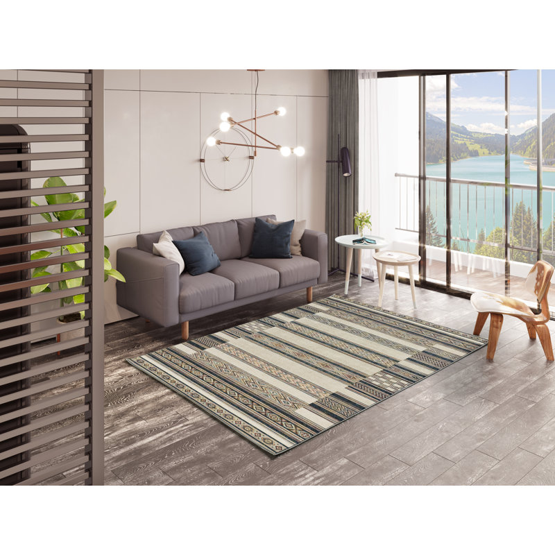 Wendy Striped Machine Woven / Power Loomed Area Rug, Rectangle 135 x 195cm