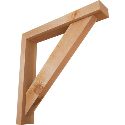 4"W x 24"D x 24"H Traditional Block Rough Sawn Bracket w/ Offset Brace, Western Red Cedar