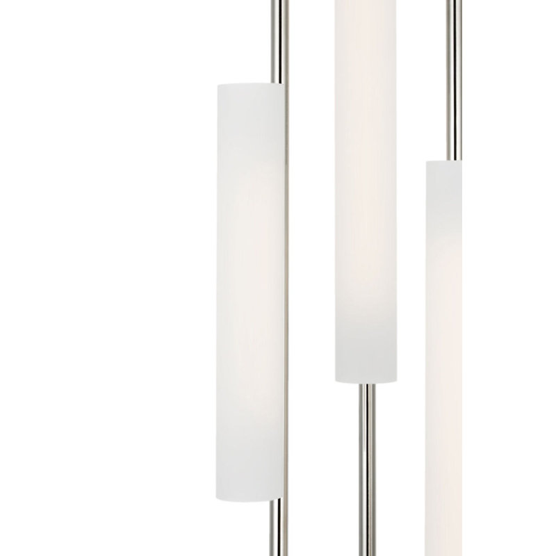 Windchime Chandelier with Soft Etched Glass, 39" H x 11.25" W x 11.25" D, Polished Nickel, 3 Lights