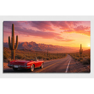 Grande toile de cactus de la vallée du désert, art mural panoramique du sud-ouest, décor de paysage rustique, impression sur toile 24 x 36 pouces - prêt à être accroché