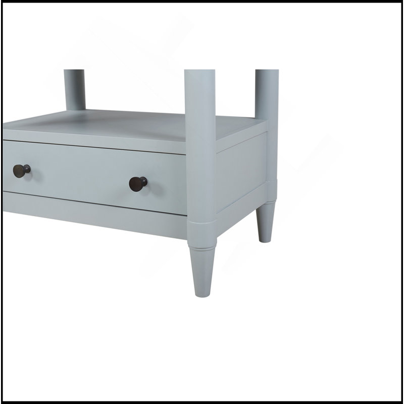 Table de chevet ouverte avec 2 tiroirs, Bleu clair