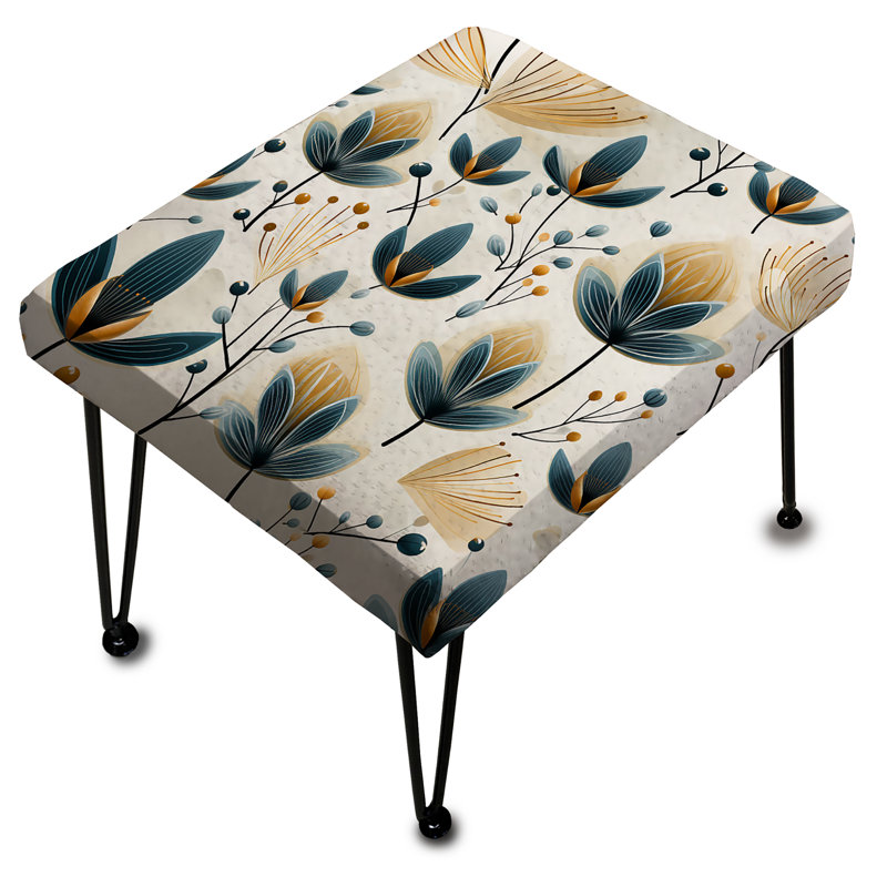 Collage scandinave jaune et blanc - repose-pieds rectangulaire botanique