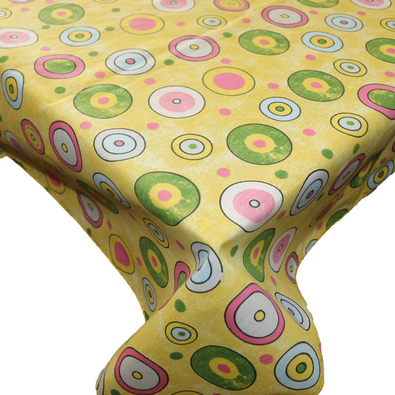 Nappes à imprimé cercles et pois, Jaune, L 58 po x L 84 po