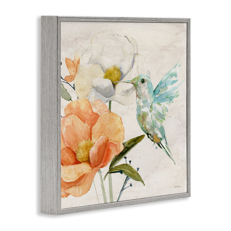 Colibri et fleur nectar, estampe numérique par Carol Robinson, H 17 po x l 17 po, Estampe numérique Farmhouse