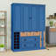 Armoire de cuisine avec 12 casiers à vin, prise de courant, plateaux de service, tablettes réglables et 5 tiroirs-2049615088