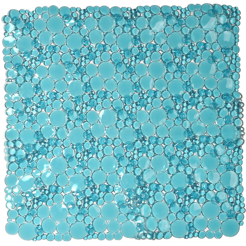 Aqua Blue PVC Non-Slip Square Shower Mat 20" x 20"