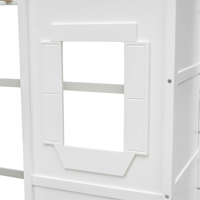Lit mezzanine simple avec échelle, Lit simple, Blanc