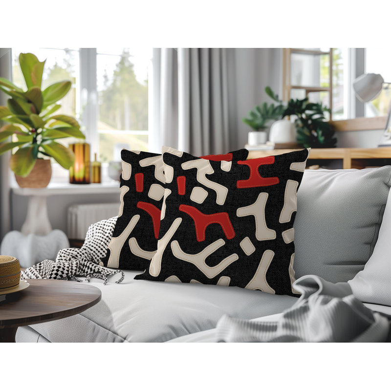 Coussin intérieur / extérieur 2 ensembles Mai, Rouge, 16 x 16