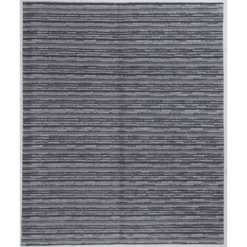 Handmade Cotton and Silk Striped Area Rug