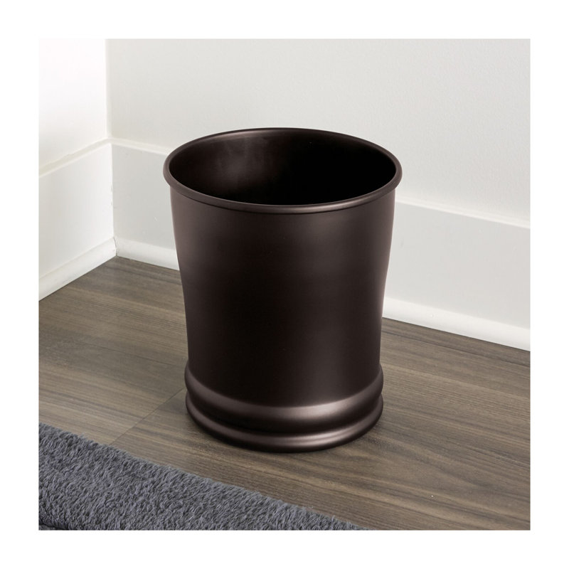 iDesign Set of 2 Steel Round Bathroom Trash Cans - Bronze