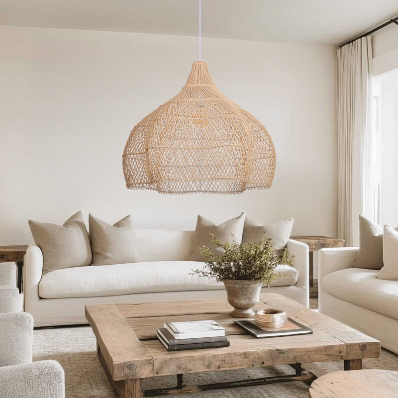 Aquera 1 - Light Natural Geometric Pendant, 19.68" H x 23.6" W x 23.6" D