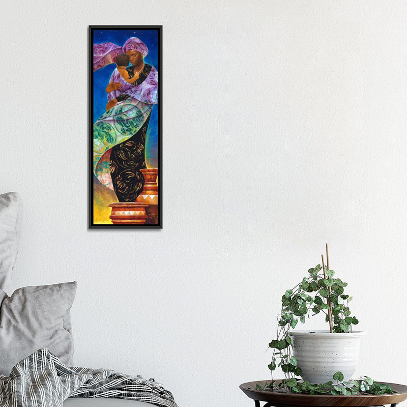 "Usiku, Night" par Keith Mallett, impression sur toile, H 36 po x l 12 po x P 1,5 po, Cadre noir