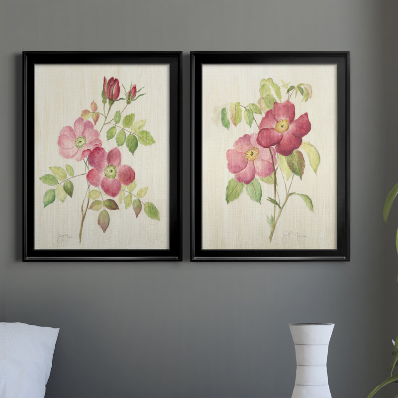 «Dusty Rose I», ensemble de 2 peintures sur toiles, H 18,5 po x l 49 po x P 1,5 po, Black Framed Canvas