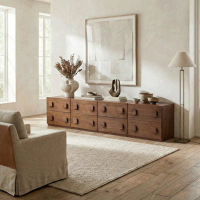 91"W Solid Oak Fully-assembled TV Stand