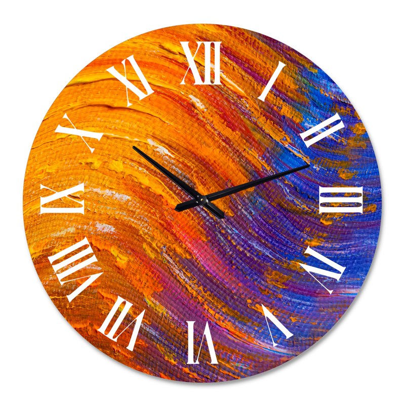 Vagues d'orange et bleu classique - horloge murale moderne, Grand