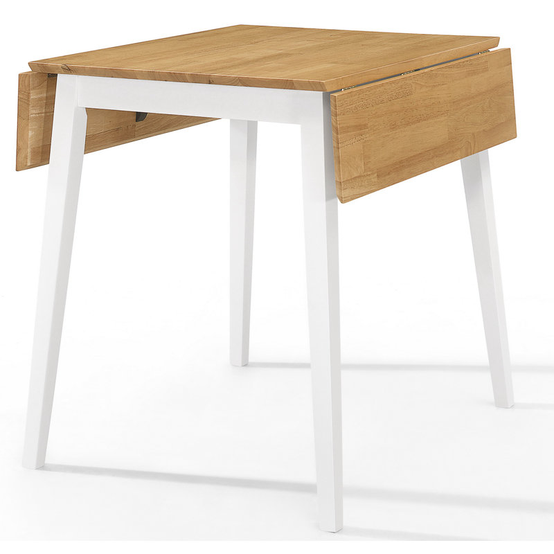 Ahwahnee 2 - Person Drop Leaf Rubberwood Solid Wood Dining Set, White, White