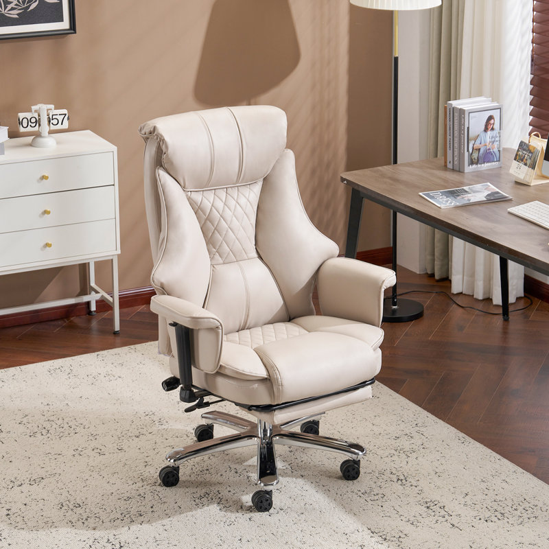 Big & Tall Office Chair – 600 lbs Capacity with Footrest, Adjustable Lumbar Support & Armrests, Heavy-Duty Design with Pocket Springs Seat for Plus Size Comfort,Beige