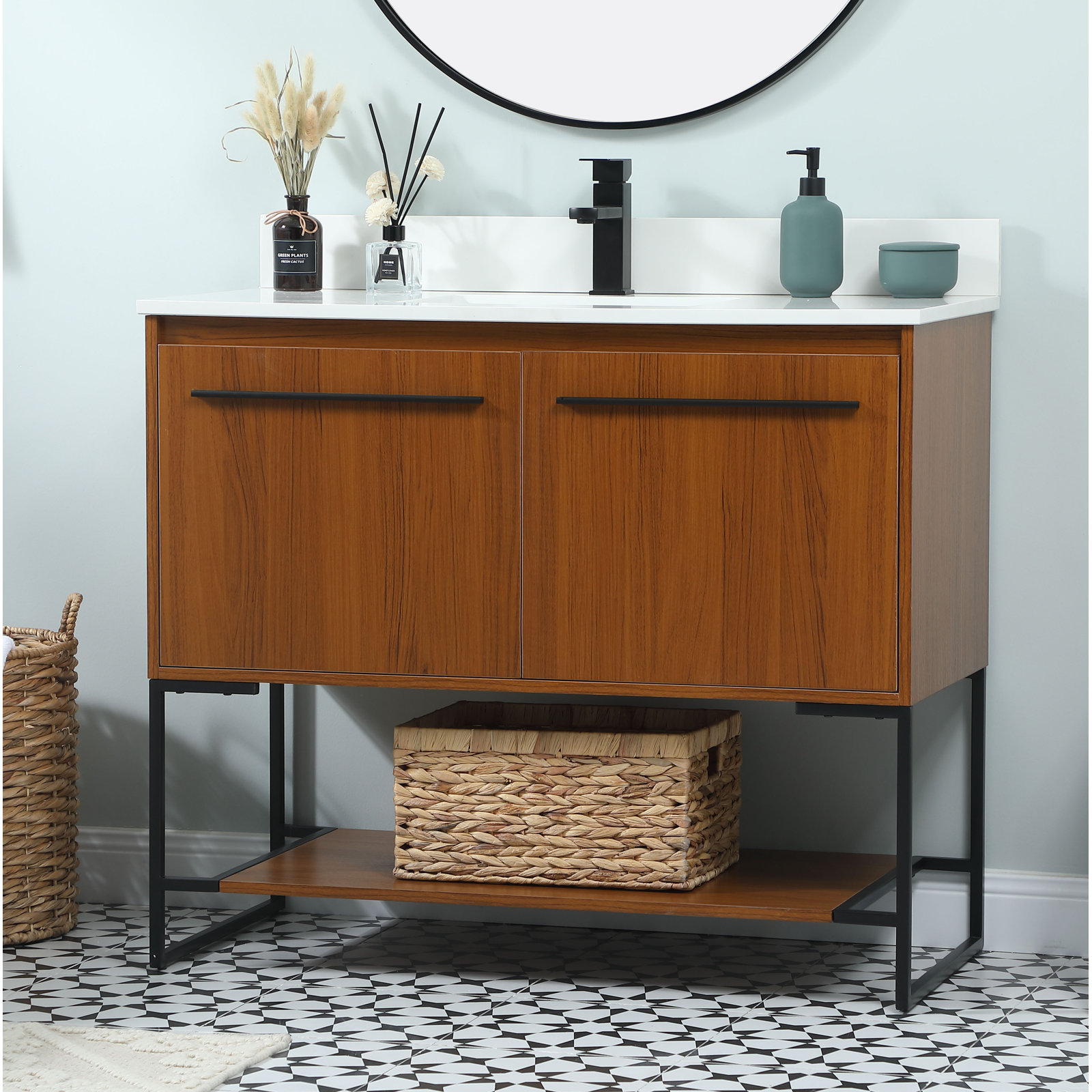 Rozell 40'' Single Bathroom Vanity, Teak