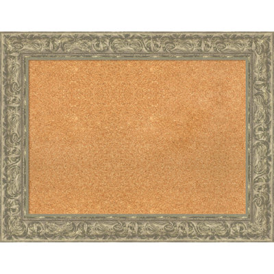 Luxe Antique Silver Framed Corkboard, Natural Cork Bulletin Board, Organization Board, Pin Board