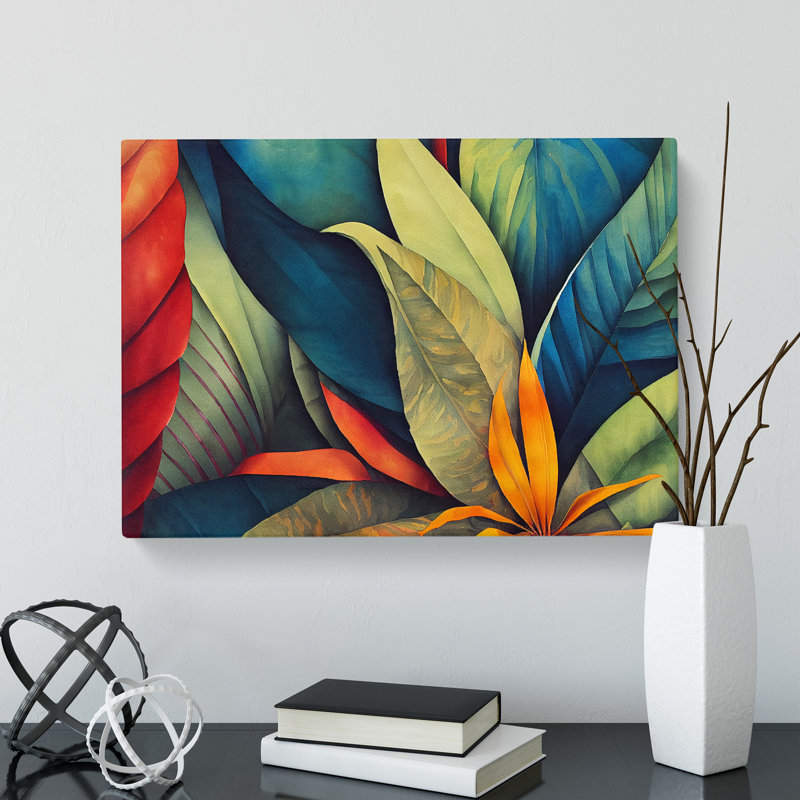 Jungle Flowers - Wrapped Canvas Painting, 35cm H x 50cm W x 3cm D