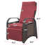 Fauteuil inclinable d'extérieur avec support ergonomique, mécanisme à 2 boucles et table cachée pratique, tissé à la main brun et rouge, repose-pieds réglable, conception peu encombrante pour la détente,-2024592781
